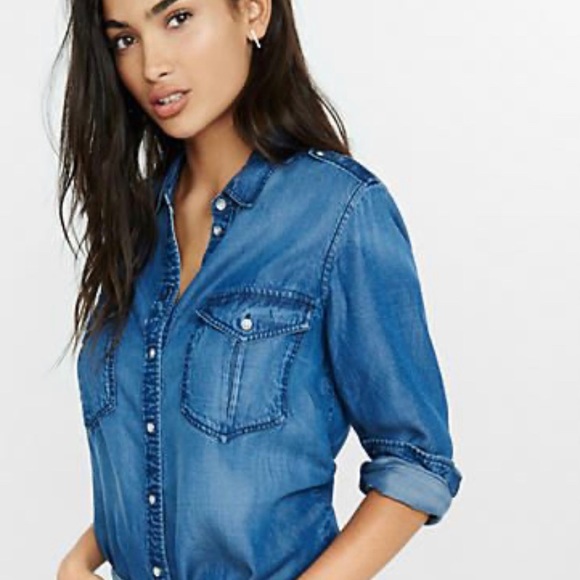 Express Boyfriend Denim Shirt - Picture 1 of 6